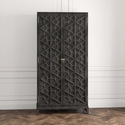 Luna Hand Solid Wooden Carved Armoire - Storage Cabinet – handcrafted solid wood furniture