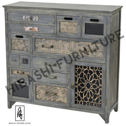 LUNI Solid Mango Wood Hand Carved Cabinet – handcrafted solid wood furniture