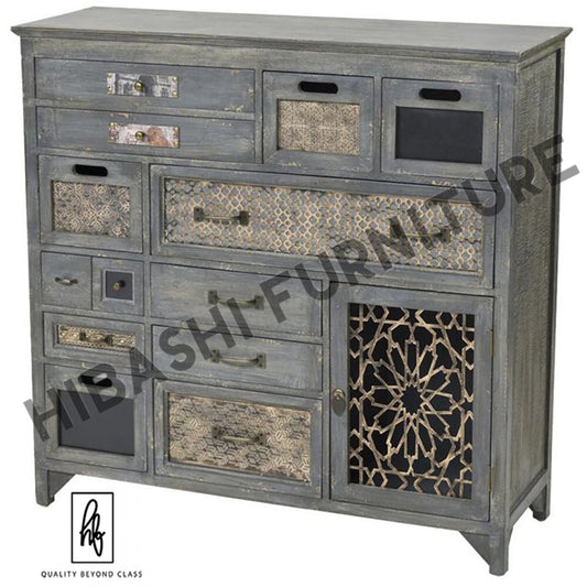 LUNI Solid Mango Wood Hand Carved Cabinet by Hibashi Furniture – handcrafted solid wood furniture made in India