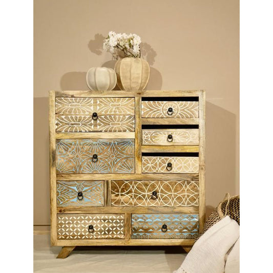 LUXE Deluxe Solid Mango Wood Hand Carved Dresser by Hibashi Furniture – handcrafted solid wood furniture made in India