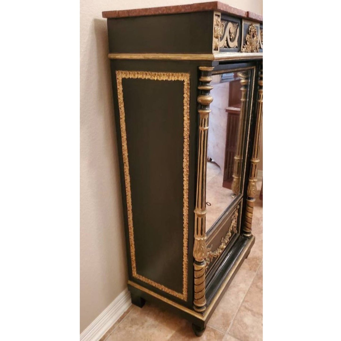 LUXY Hand Carved Magnificent Mirrored Cabinet – handcrafted solid wood furniture