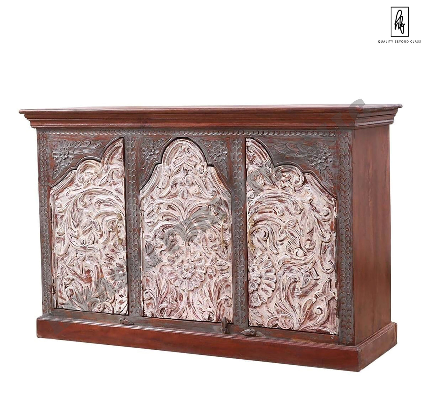 MABOLO Handcrafted 2 - Tone Mango Wood 3 - door Sideboard Cabinet – handcrafted solid wood furniture