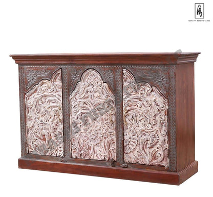MABOLO Handcrafted 2 - Tone Mango Wood 3 - door Sideboard Cabinet – handcrafted solid wood furniture