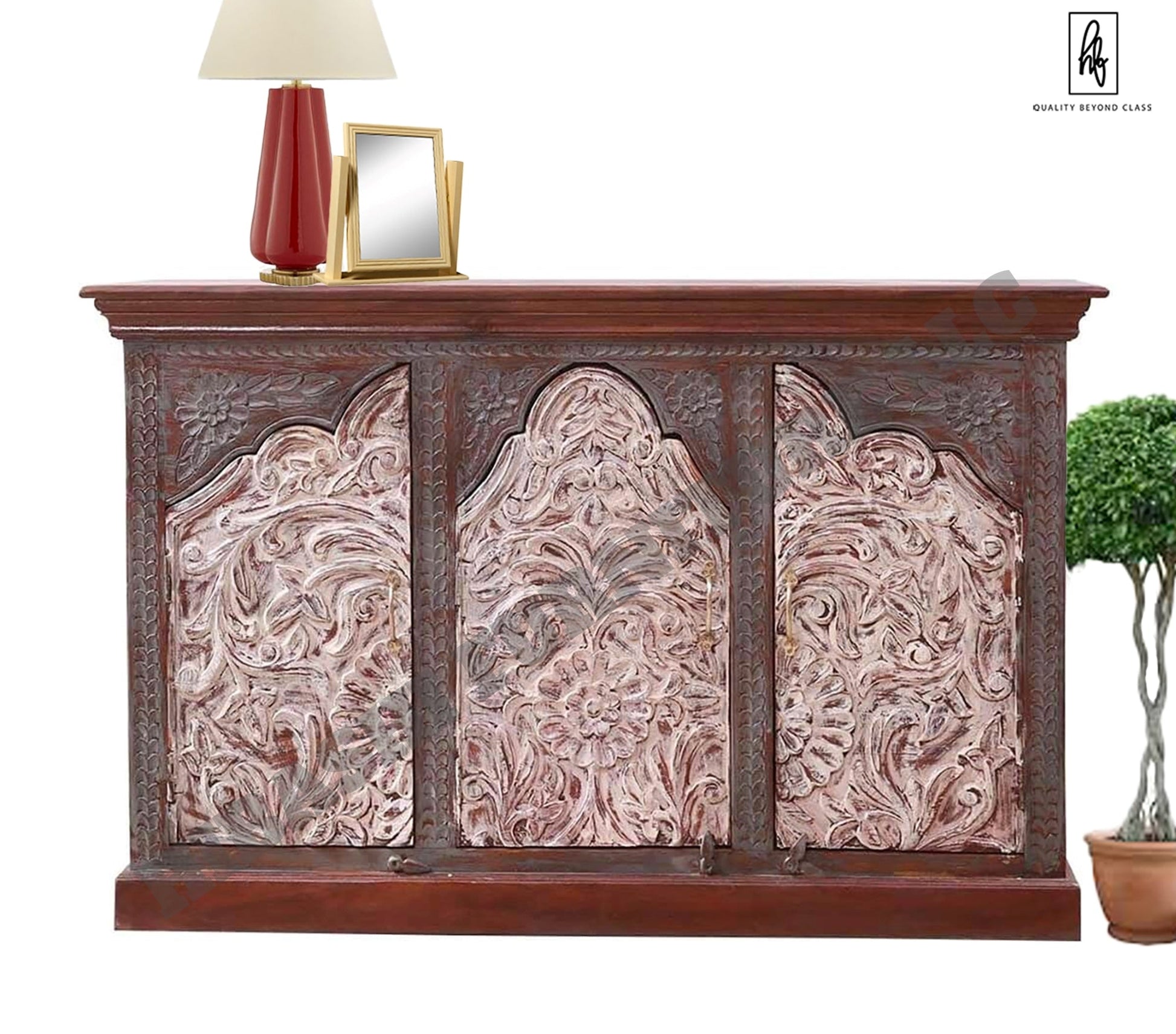 MABOLO Handcrafted 2 - Tone Mango Wood 3 - door Sideboard Cabinet – handcrafted solid wood furniture