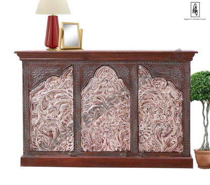 MABOLO Handcrafted 2 - Tone Mango Wood 3 - door Sideboard Cabinet – handcrafted solid wood furniture