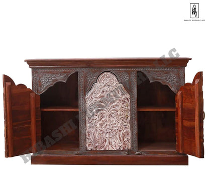 MABOLO Handcrafted 2 - Tone Mango Wood 3 - door Sideboard Cabinet – handcrafted solid wood furniture