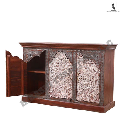 MABOLO Handcrafted 2 - Tone Mango Wood 3 - door Sideboard Cabinet – handcrafted solid wood furniture