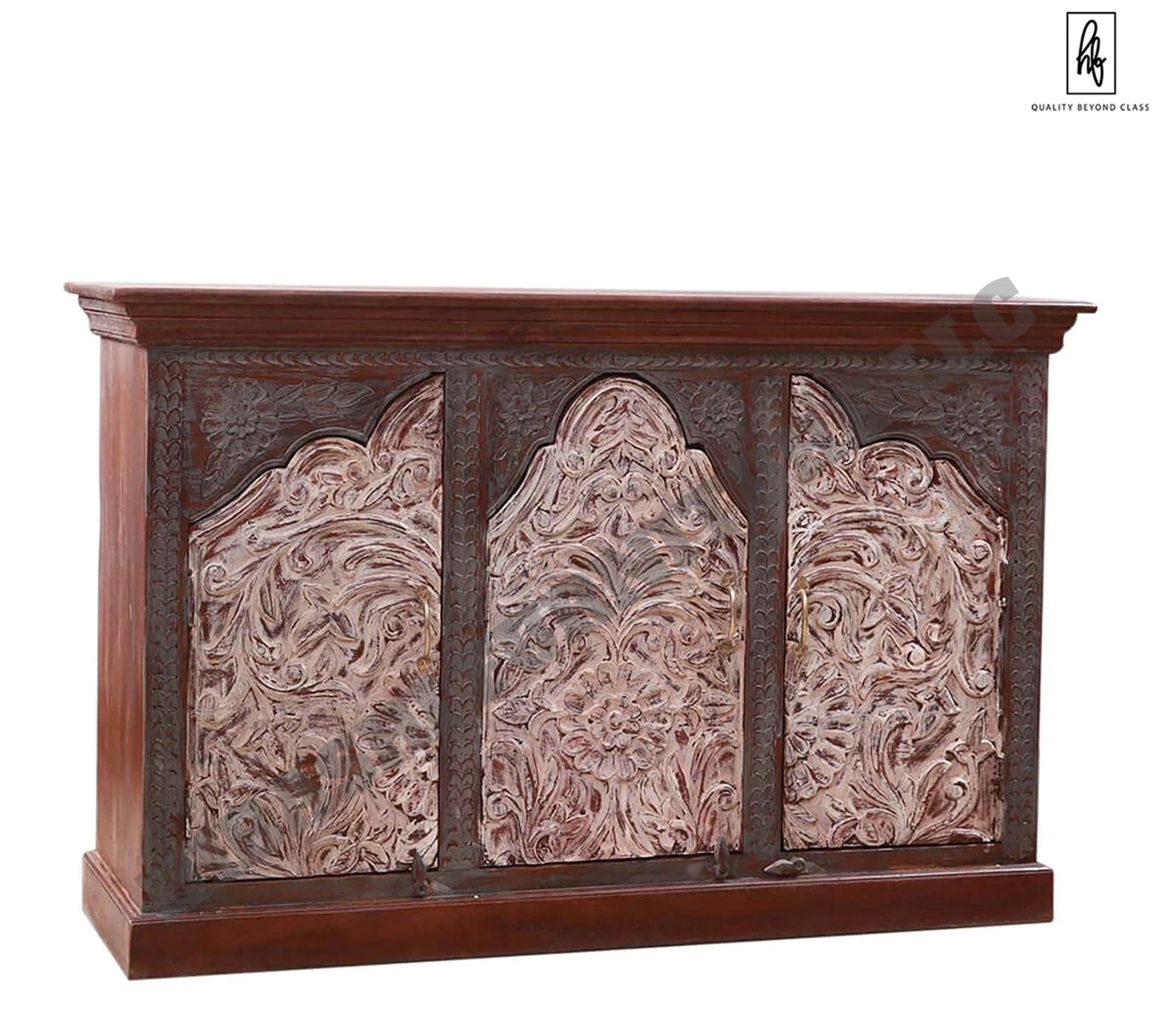 MABOLO Handcrafted 2 - Tone Mango Wood 3 - door Sideboard Cabinet – handcrafted solid wood furniture