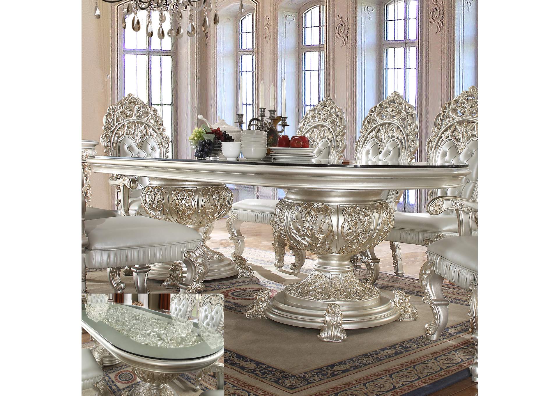 Magnisy Hand Carved European 8 Seater Dining Table Set by Hibashi Furniture – handcrafted solid wood furniture made in India