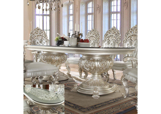 Magnisy Hand Carved European 8 Seater Dining Table Set by Hibashi Furniture – handcrafted solid wood furniture made in India