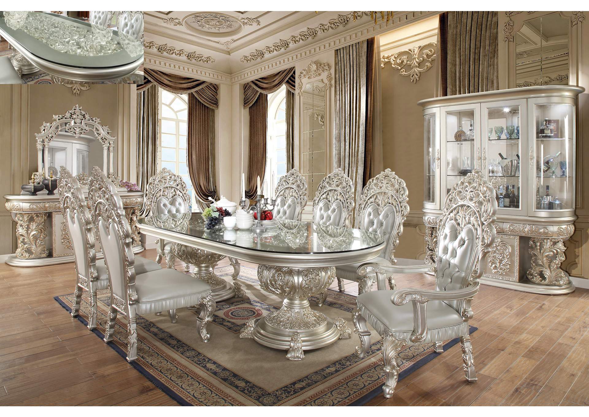 Magnisy Hand Carved European 8 Seater Dining Table Set by Hibashi Furniture – handcrafted solid wood furniture made in India