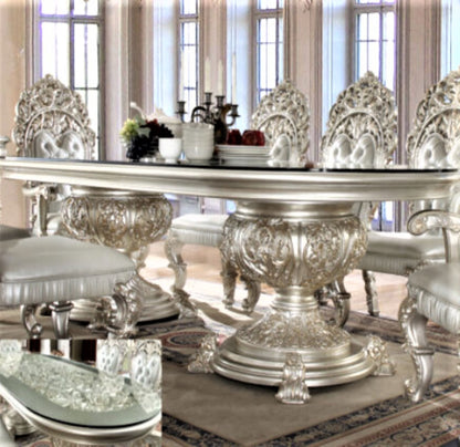 Magnisy Hand Carved European 8 Seater Dining Table Set by Hibashi Furniture – handcrafted solid wood furniture made in India