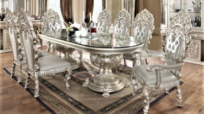 Magnisy Hand Carved European 8 Seater Dining Table Set by Hibashi Furniture – handcrafted solid wood furniture made in India
