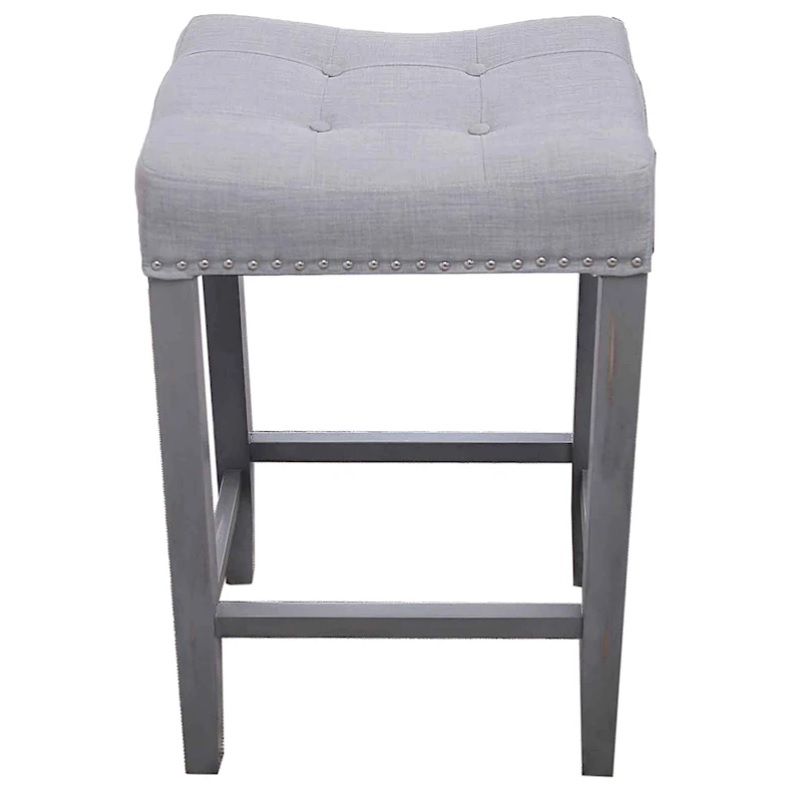 HAINA Backless Wooden Counter Stool with Upholstered Seat