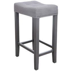 HAINA Backless Wooden Counter Stool with Upholstered Seat