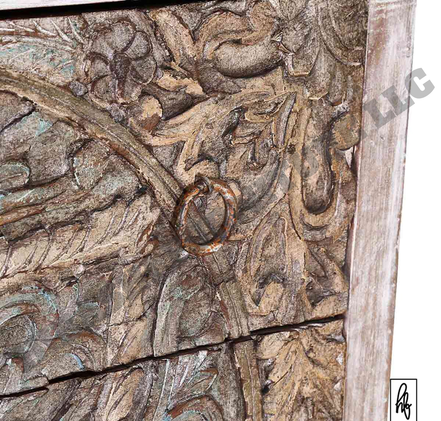 Majestic Floral Hand Carved Mango Wood Small White Dresser with 3 Drawers – handcrafted solid wood furniture