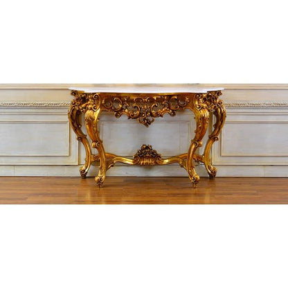 Majestic Hand Carved Solid Mango Wood Console Table and Mirror Set – handcrafted solid wood furniture