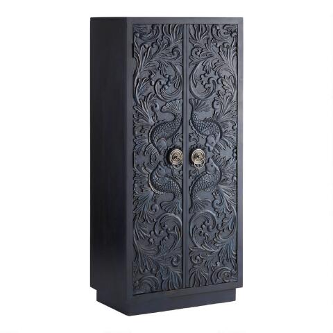 Manama Hand Carved Wood Fish Nairi Storage Cabinet – handcrafted solid wood furniture