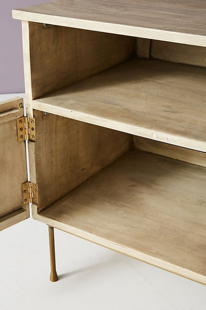 Mango Wood Bedside Table with Carved - Patchwork – handcrafted solid wood furniture