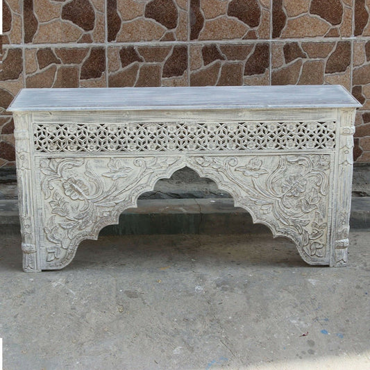 Mehrab Style Carved Hall Table by Hibashi Furniture – handcrafted solid wood furniture made in India