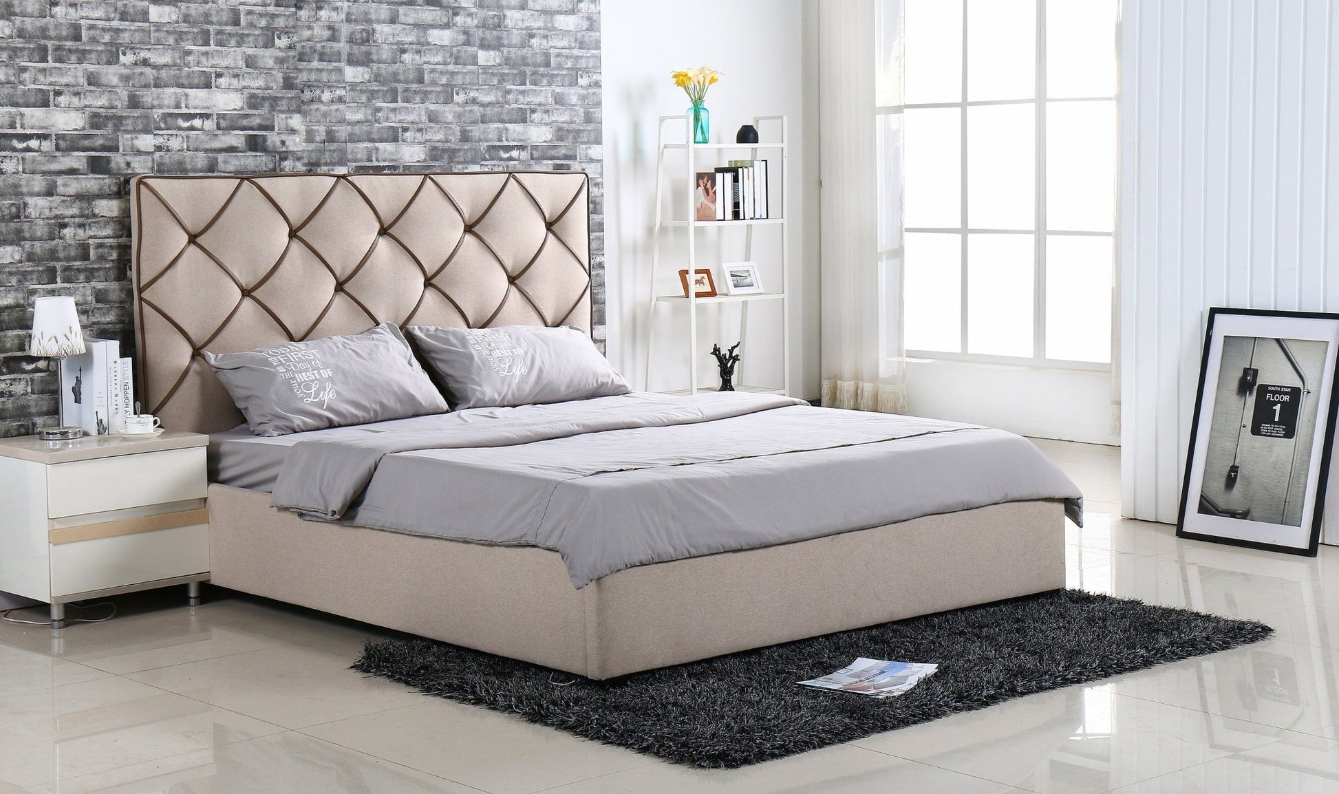 ML1705 Upholstered Bed Frame by Hibashi Furniture – handcrafted solid wood furniture made in India