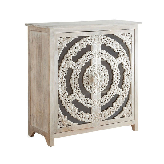Modern Handcarved Indian Floral Arched Carved Glass Doors Sideboard – handcrafted solid wood furniture