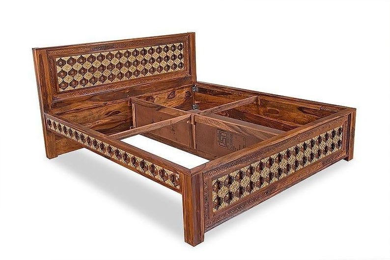 Mogra Antique Brass Work Solid Wood Brass Bed – handcrafted solid wood furniture