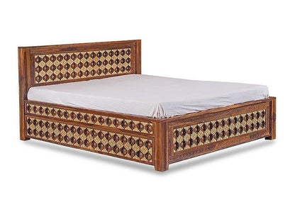 Mogra Antique Brass Work Solid Wood Brass Bed – handcrafted solid wood furniture