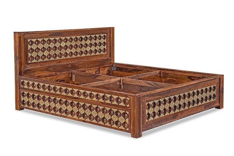 Mogra Antique Brass Work Solid Wood Brass Bed – handcrafted solid wood furniture
