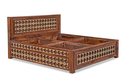 Mogra Antique Brass Work Solid Wood Brass Bed – handcrafted solid wood furniture
