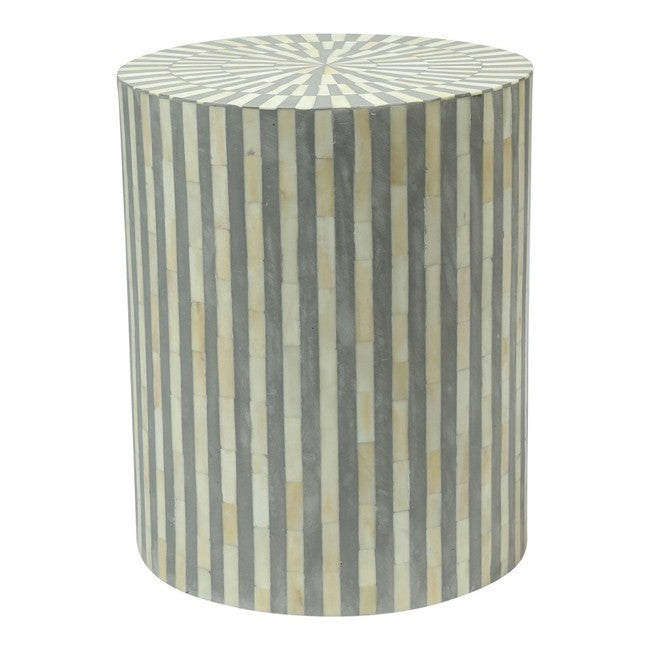 Bone Inlay Drum End & Side Tables - Strips, Large