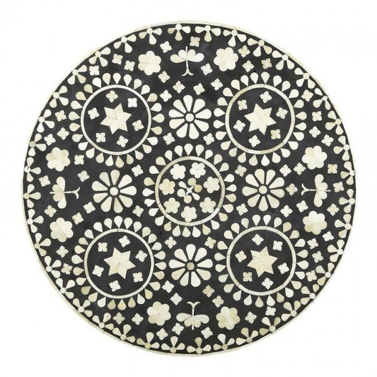Small Bone Inlay Small Round Side Table/End Table Stool