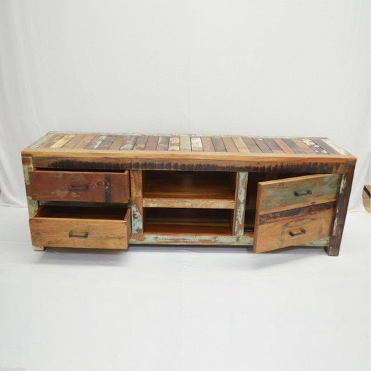 Nirvana Reclaimed Timber Wood TV Entertainment Unit/Stand 150cm – handcrafted solid wood furniture