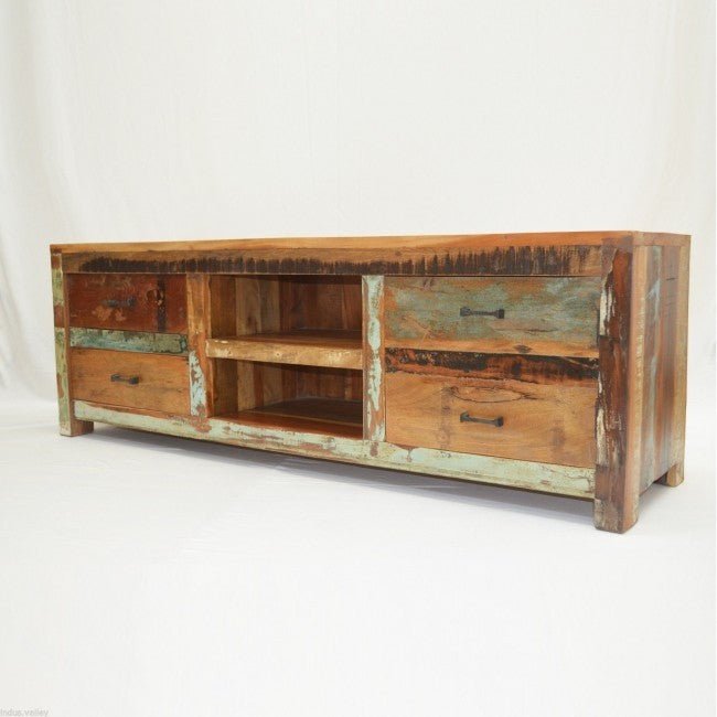 Nirvana Reclaimed Timber Wood TV Entertainment Unit/Stand 150cm – handcrafted solid wood furniture