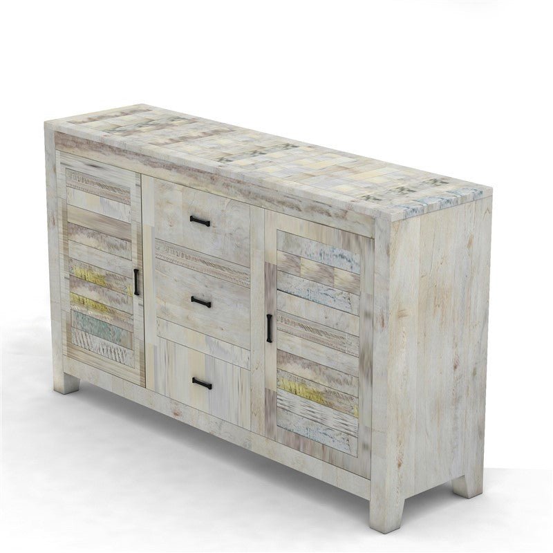 NIRVANA WHITEWASH TIMBER SIDEBOARD M - 140 - 30 - 80 – handcrafted solid wood furniture