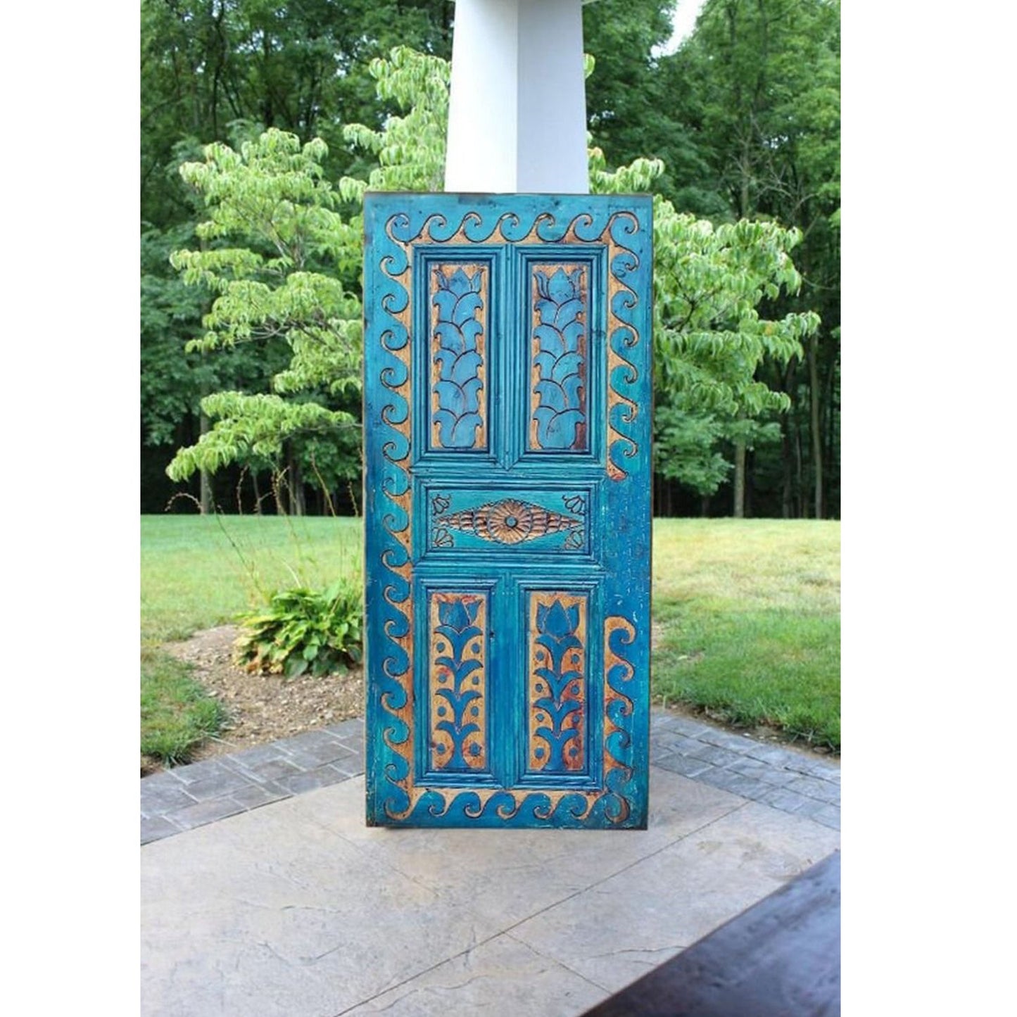 OCEAN Hand Carved Mango Wood Door – handcrafted solid wood furniture
