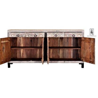 ORINGE Floral 4 Drawer Cabinet Large – handcrafted solid wood furniture