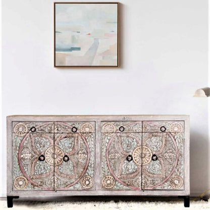 ORINGE Floral 4 Drawer Cabinet Large – handcrafted solid wood furniture