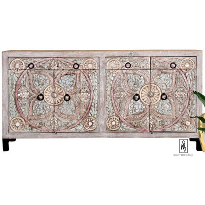 ORINGE Floral 4 Drawer Cabinet Large – handcrafted solid wood furniture