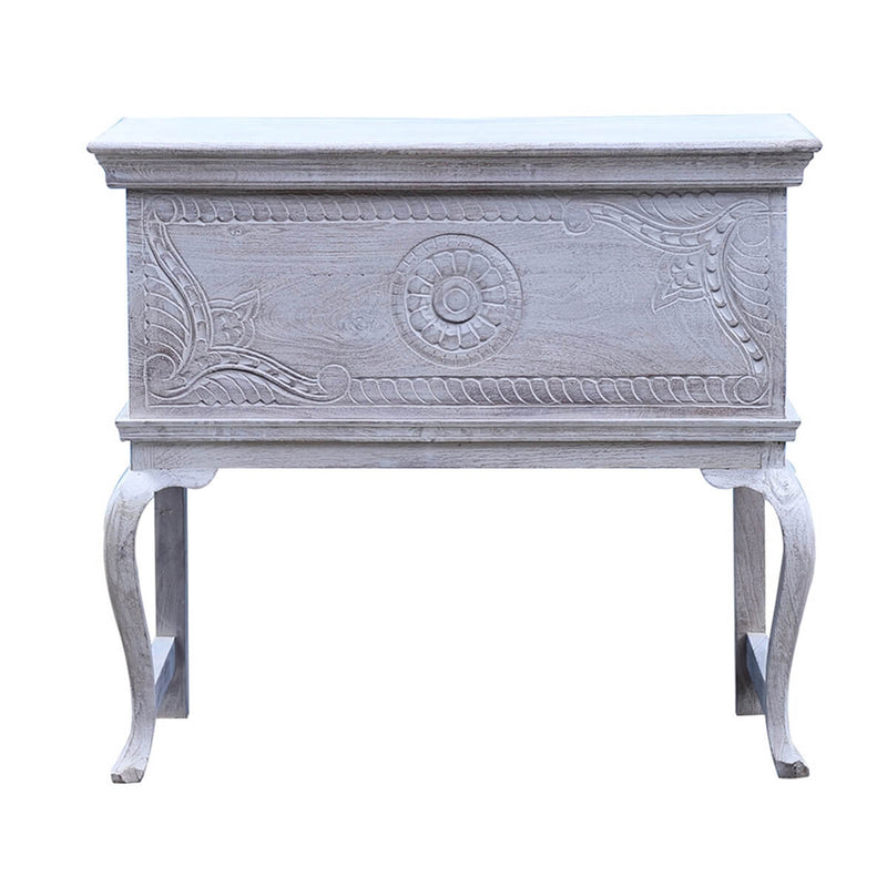 Classic Reclaimed Wood Traditional Hand Carved Antique Console Table