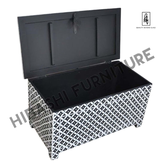 Pandora Bone Inlay Hand Painted Blanket Box – handcrafted solid wood furniture