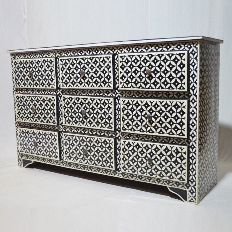 Pandora Bone Inlay Painted Chest of Drawers – handcrafted solid wood furniture