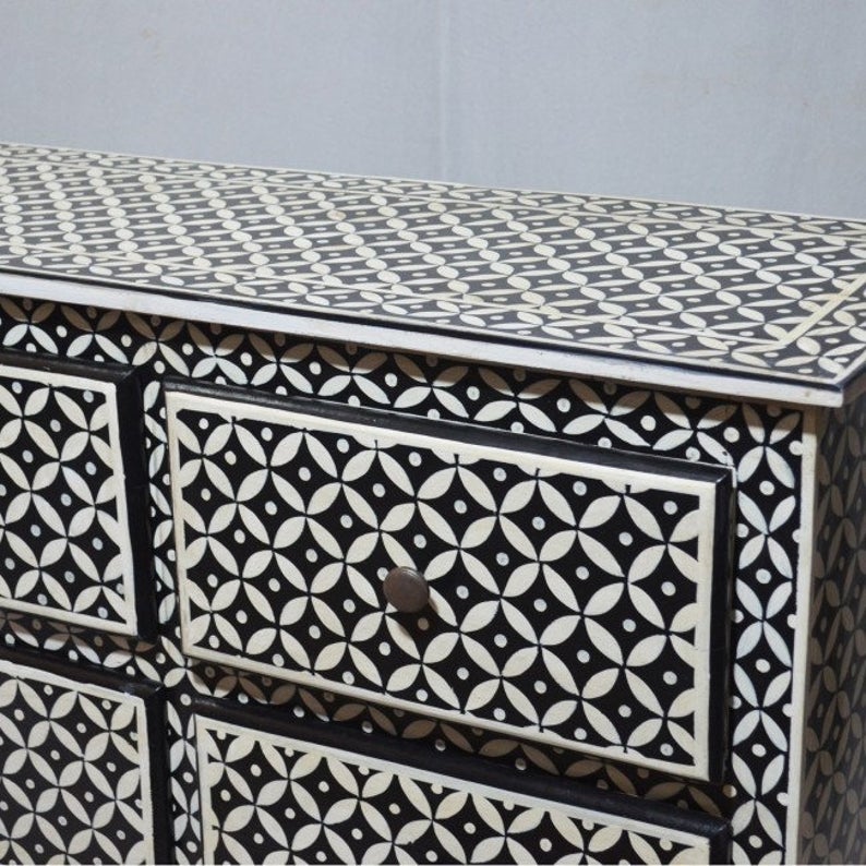 Pandora Bone Inlay Painted Chest of Drawers – handcrafted solid wood furniture