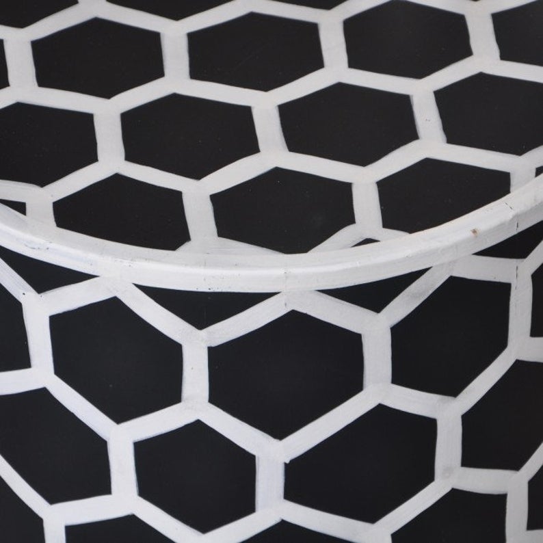 Pandora Hand Painted Bee Hive Round Lamp Table – handcrafted solid wood furniture