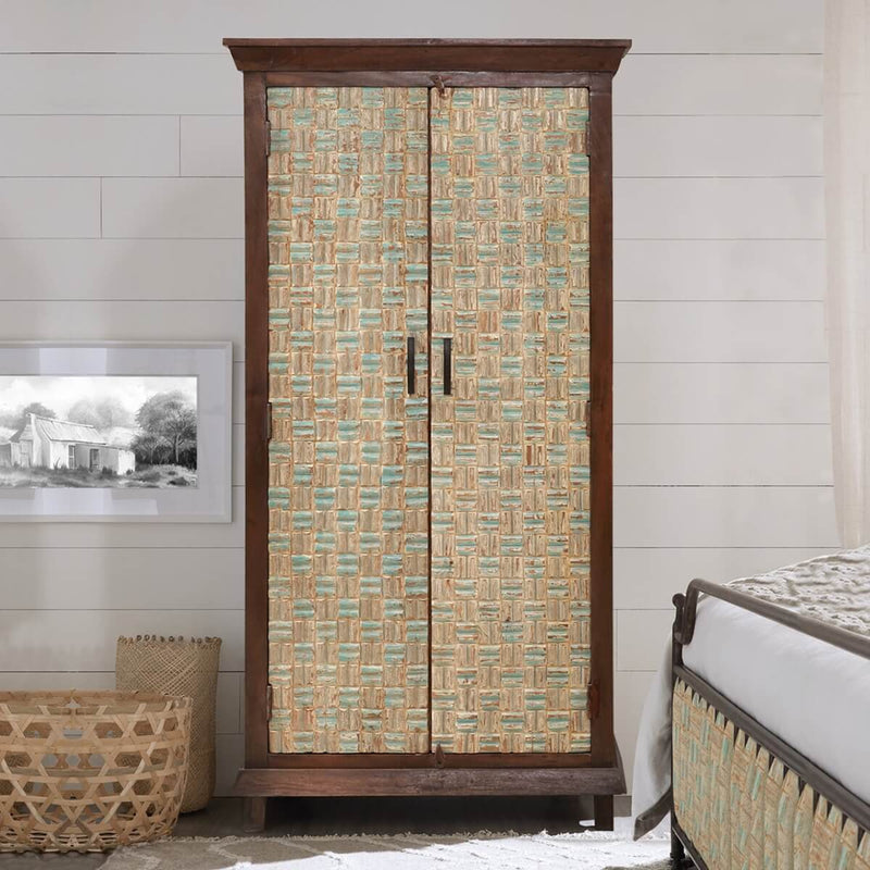 Amwaj Solid Wood Antique Armoire With Internal Shelves
