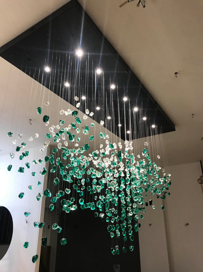 Rain drop Ambiance Led chandelier – handcrafted solid wood furniture