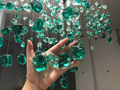 Rain drop Ambiance Led chandelier – handcrafted solid wood furniture