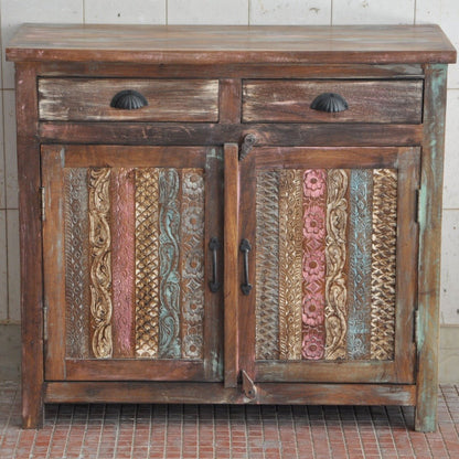 RAINBOW CARVED 2 DOOR WOODEN SIDEBOARD - Natural - 100 - 40 - 90 – handcrafted solid wood furniture