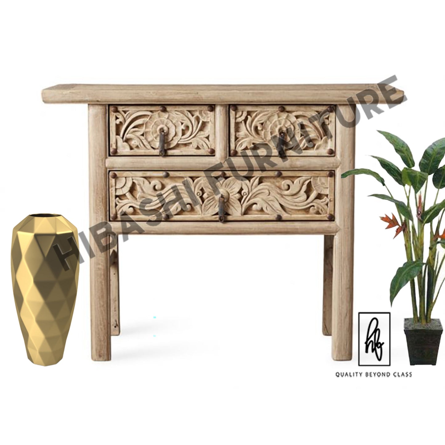 Rasruman Hand Carved Solid Wood Hall Table – handcrafted solid wood furniture