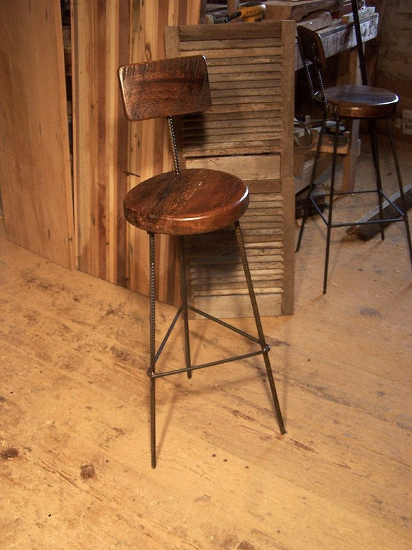 Antipolo Bar Stools With Industrial Legs And Back Rest